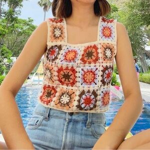 Crop top crochet floral XS/S